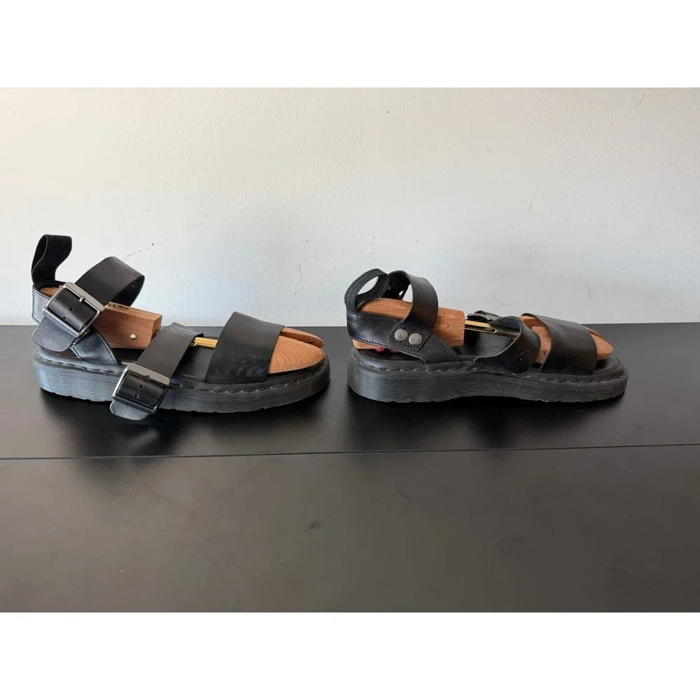 Dr. Martens Gryphon CK11 Black Leather Gladiator Buckle Sandals 7M 8W